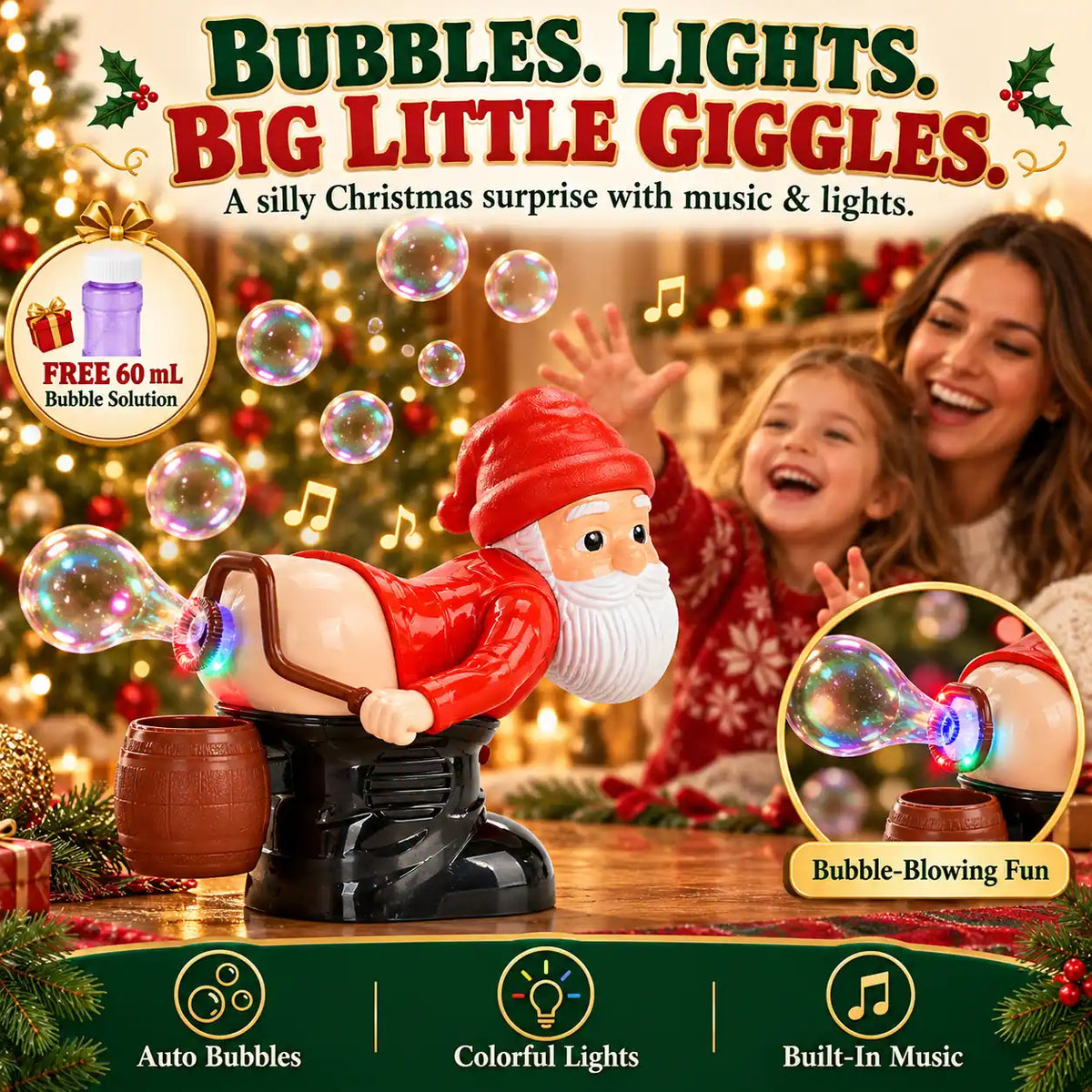 🆙Cheeky Santa & Snowman Bubble Blowers