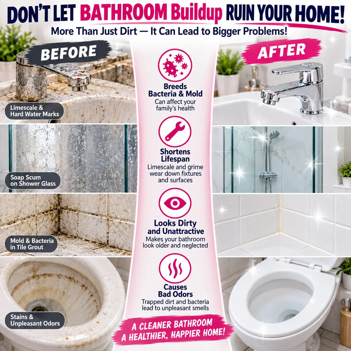 KORAKIO® 🧼✨ Pink Foam Bathroom Cleaner Spray