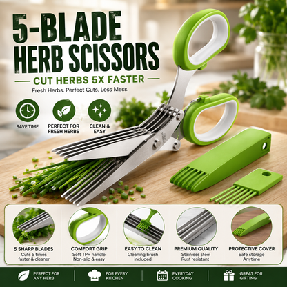 ✂️ 5-Blade Herb Scissors – Chop Fresh Herbs Faster Without A Knife