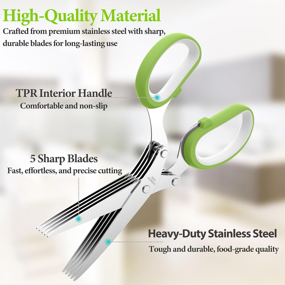 ✂️ 5-Blade Herb Scissors – Chop Fresh Herbs Faster Without A Knife