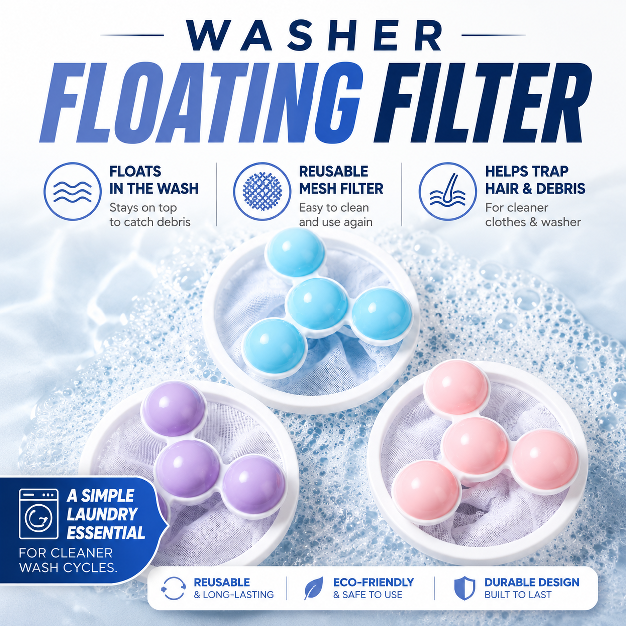 korakio® 🧺 Washer Floating Filter – Trap Lint Before It Spreads