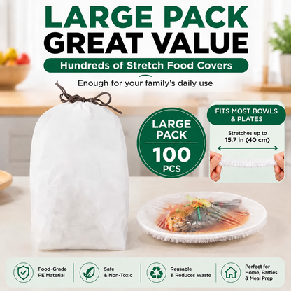 KORAKIO® 🔥 100PCS Disposable Stretch Food Covers for Bowls & Plates