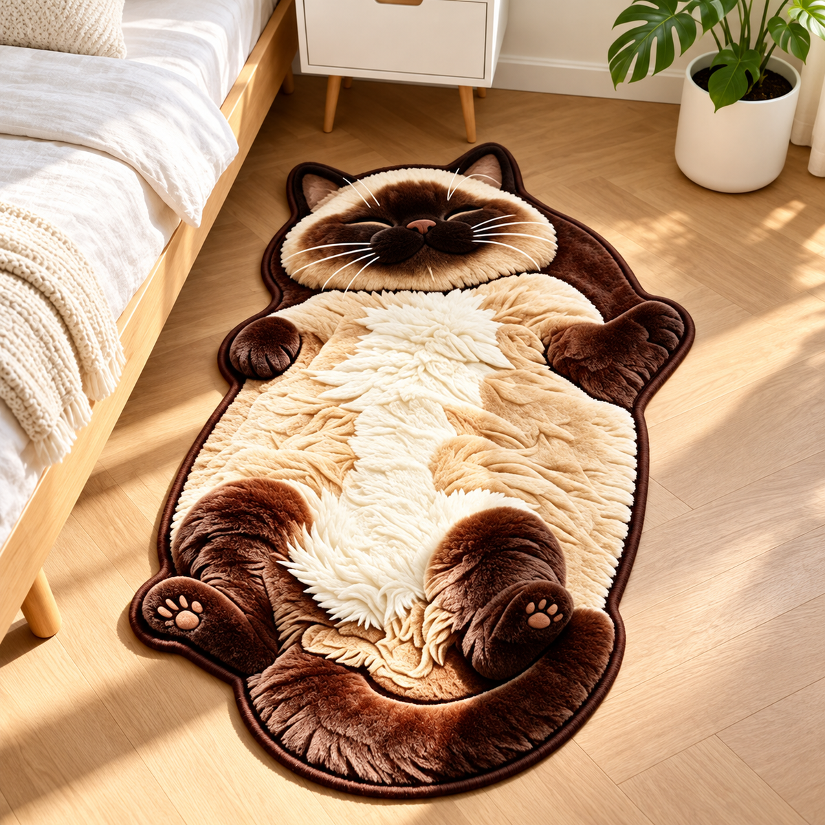 KORAKIO® 🐱 Sleepy Cat Floor Mat – Adorable Cat-Shaped Rug