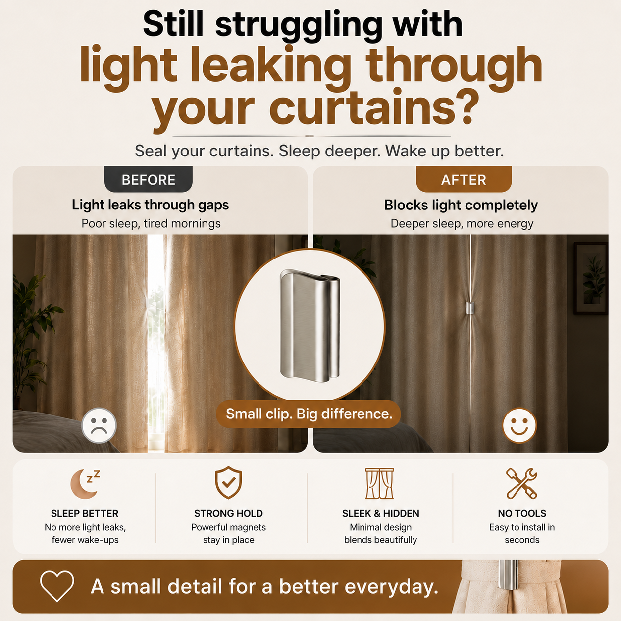 korakio® 🧲 Magnetic Curtain Clip