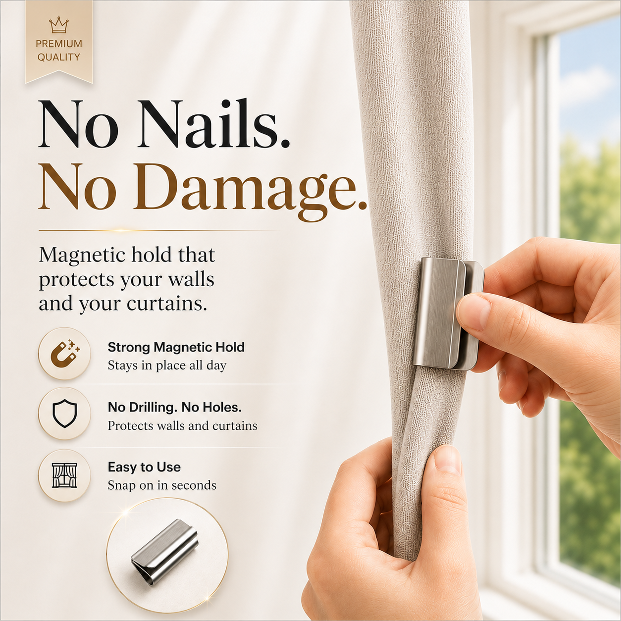 korakio® 🧲 Magnetic Curtain Clip