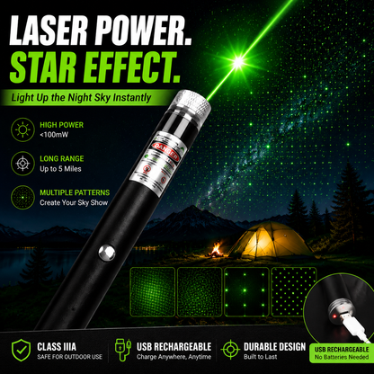 korakio® 🌌 High-Power Rechargeable Laser Pointer with Multiple Patterns