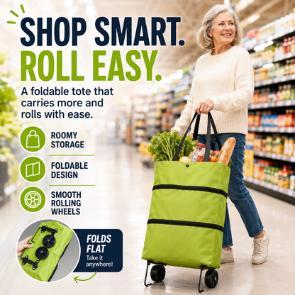korakio®🛞👜 Foldable Rolling Grocery Tote Bag