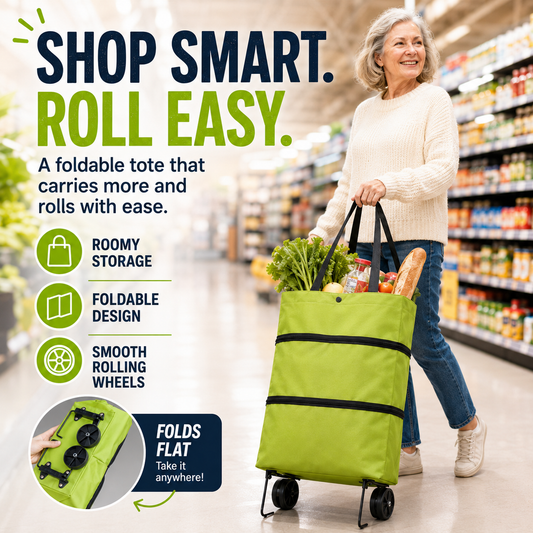 korakio®🛞👜 Foldable Rolling Grocery Tote Bag