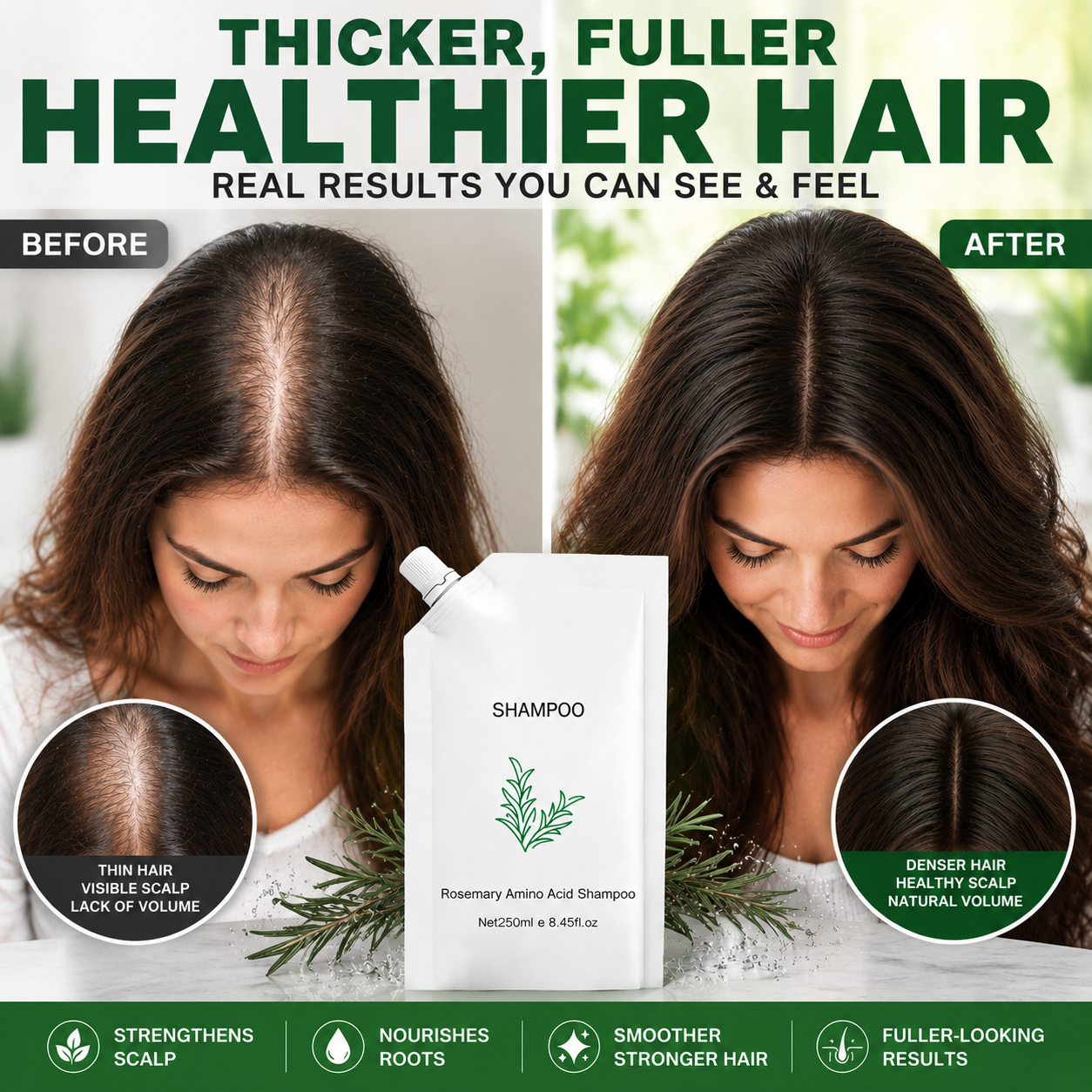 korakio® 💆‍♀️Rosemary Shampoo🌱Fuller-Looking Hair & Scalp Care