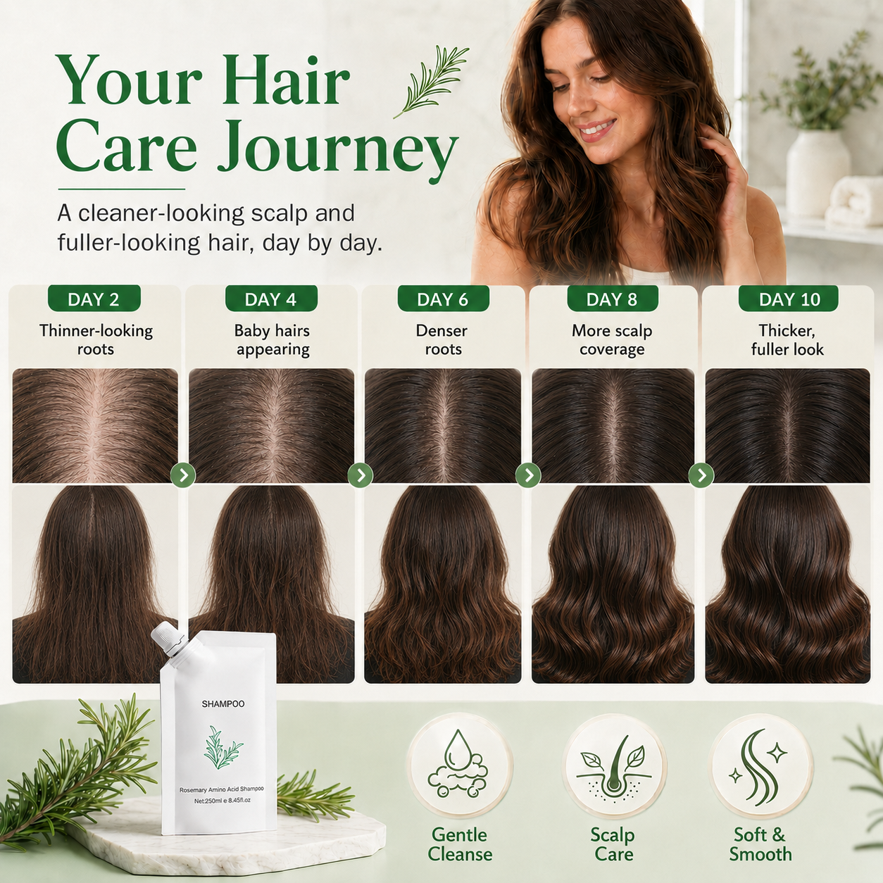 korakio® 💆‍♀️Rosemary Shampoo🌱Fuller-Looking Hair & Scalp Care
