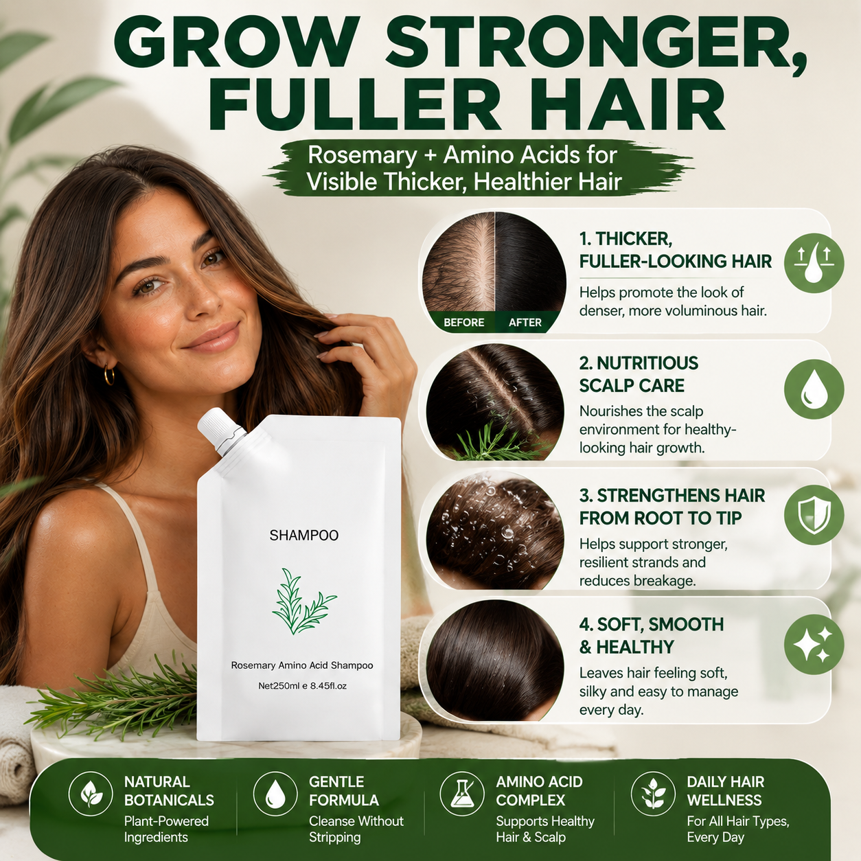 korakio® 💆‍♀️Rosemary Shampoo🌱Fuller-Looking Hair & Scalp Care