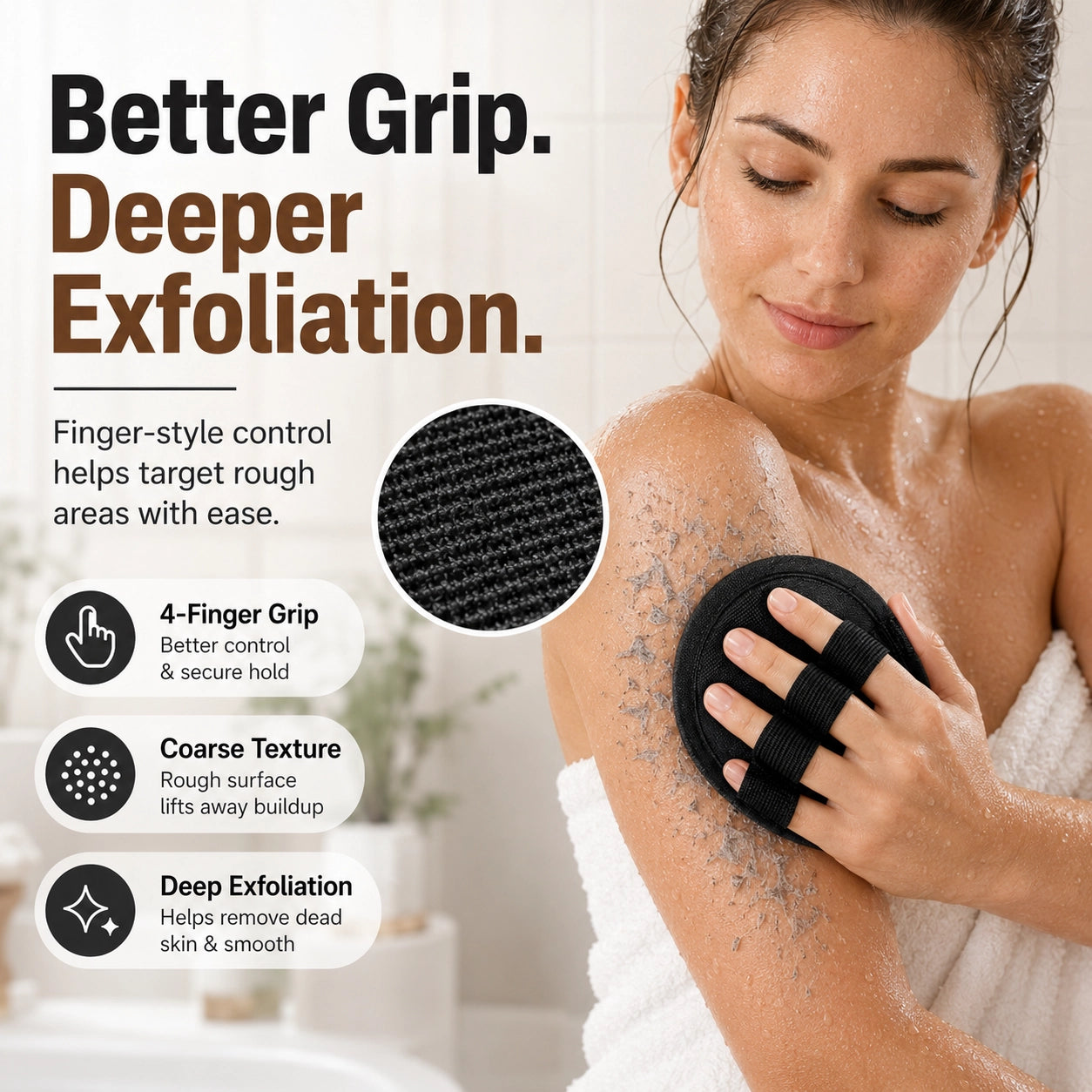 KORAKIO®🖐️🧽Finger-Grip Exfoliating Shower Scrubber