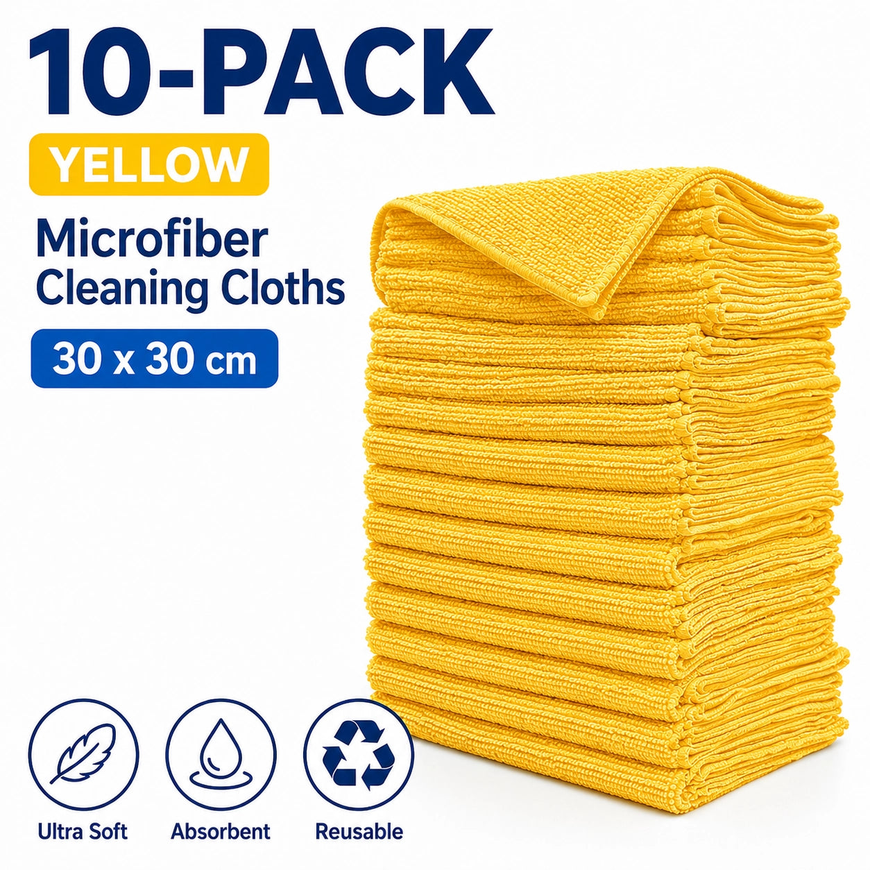 💛 10-Pack Yellow Microfiber