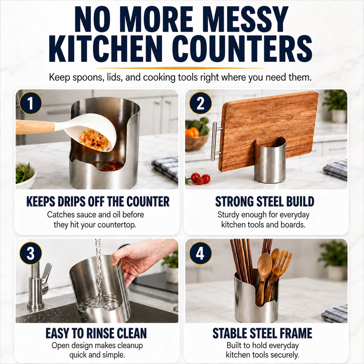 Free Gift 🎁-KORAKIO® 🍽️ Premium Stainless Steel Kitchen Counter Organizer