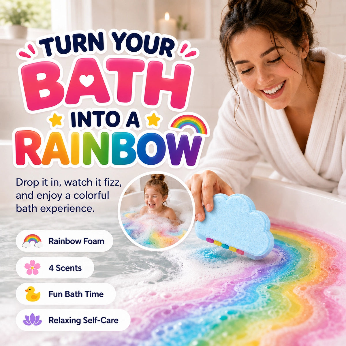 KORAKIO®🛁🌈 Rainbow Cloud Bath Bomb
