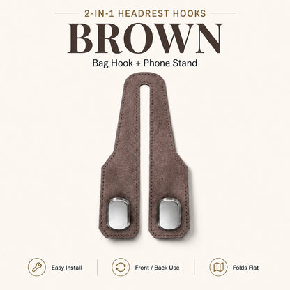KORAKIO® 🚗🪝Premium Suede Car Headrest Hooks & Phone Stand