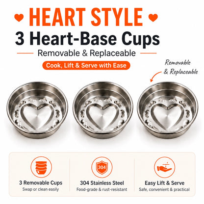🆙🍳 3-Cup Removable Stainless Steel Egg Steamer