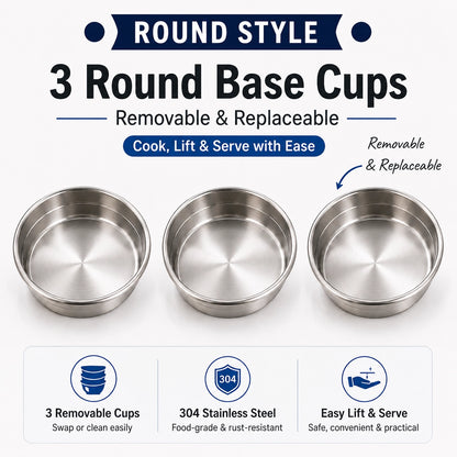 🆙🍳 3-Cup Removable Stainless Steel Egg Steamer