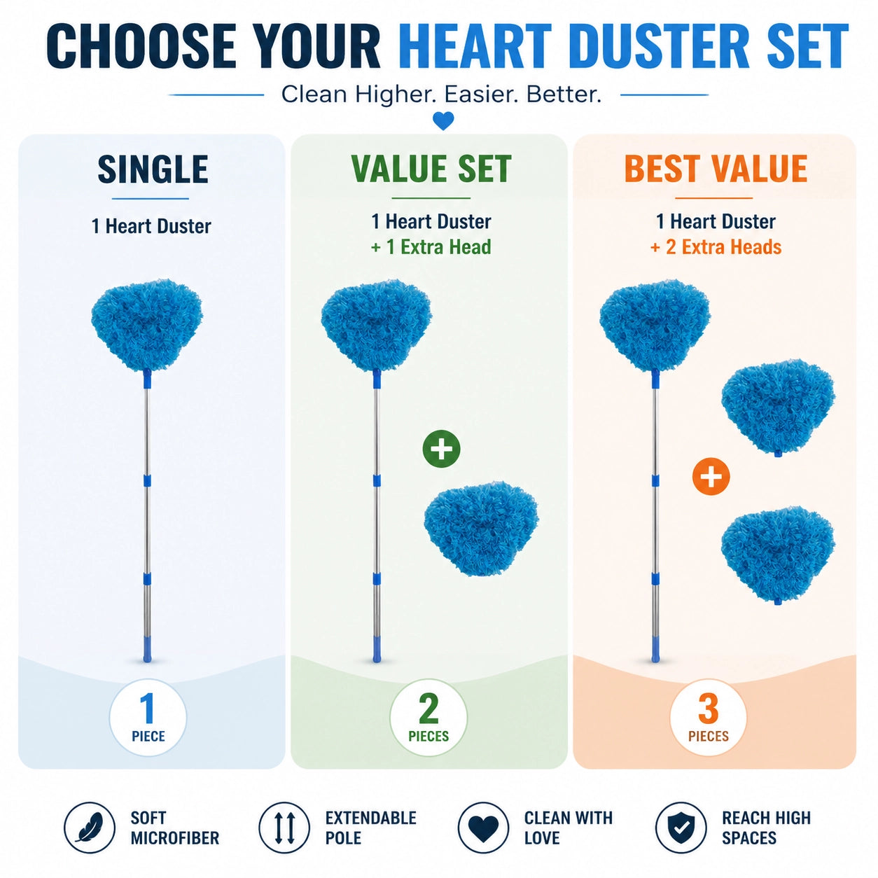 🧹↕️ Extendable Microfiber Duster