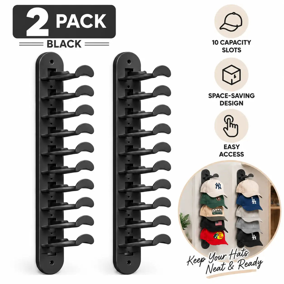 KORAKIO® 🧢 Wall Mounted Hat Organizer