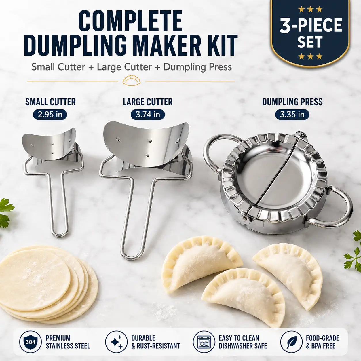 Wrapper Cutter Set + Dumpling Press