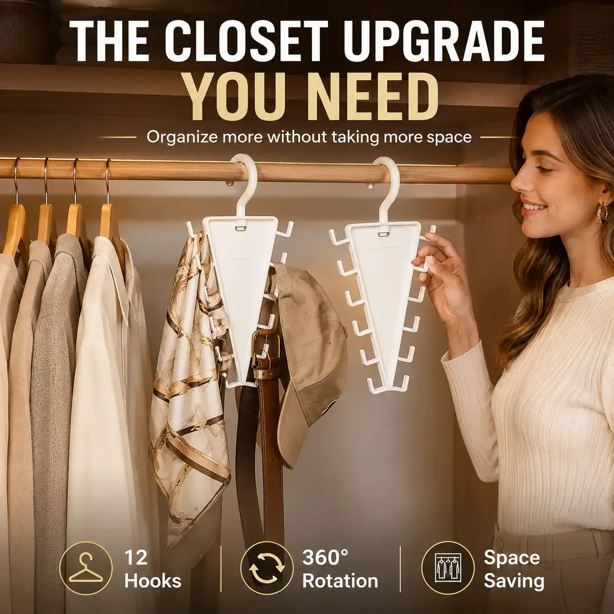 🆙12-Hook Vertical Closet Organizer