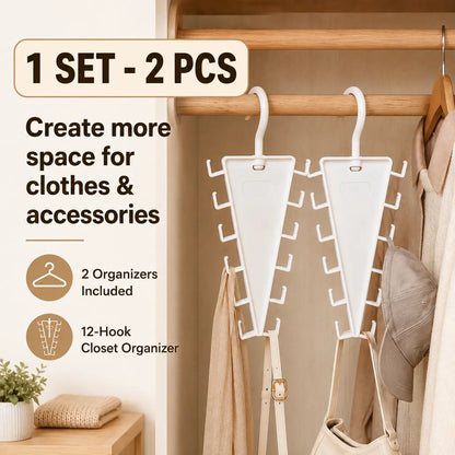 🆙12-Hook Vertical Closet Organizer