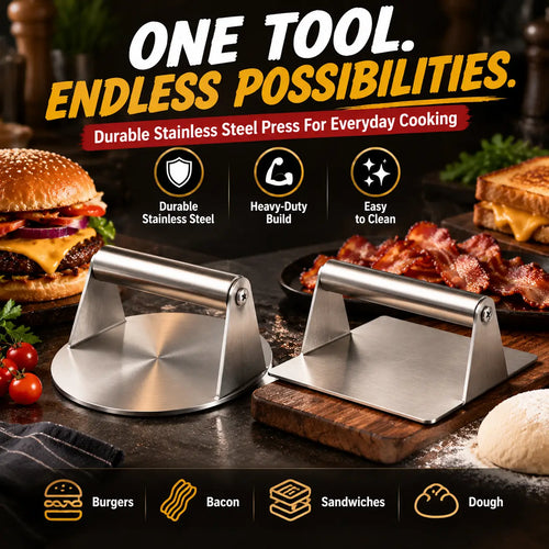 🆙 Stainless Steel Smash Burger Press