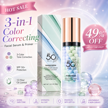 korakio®✨3-in-1 Color-Correcting SPF 50 Primer – Hydrating, Oil-Control & Tone-Perfecting Makeup Base