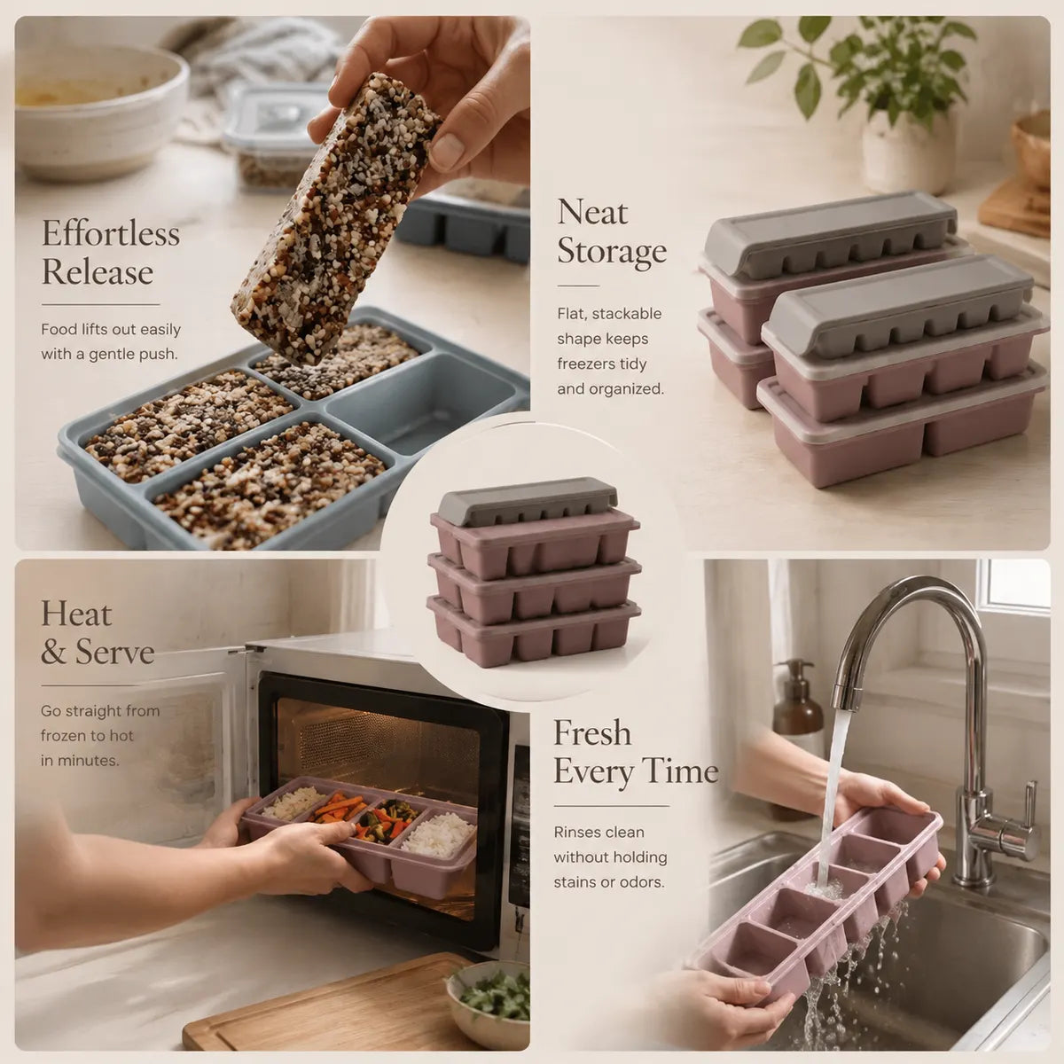 KORAKIO® ❄️ The BlockPrep System – Stackable Silicone Freezer Meal Prep Trays 🍲