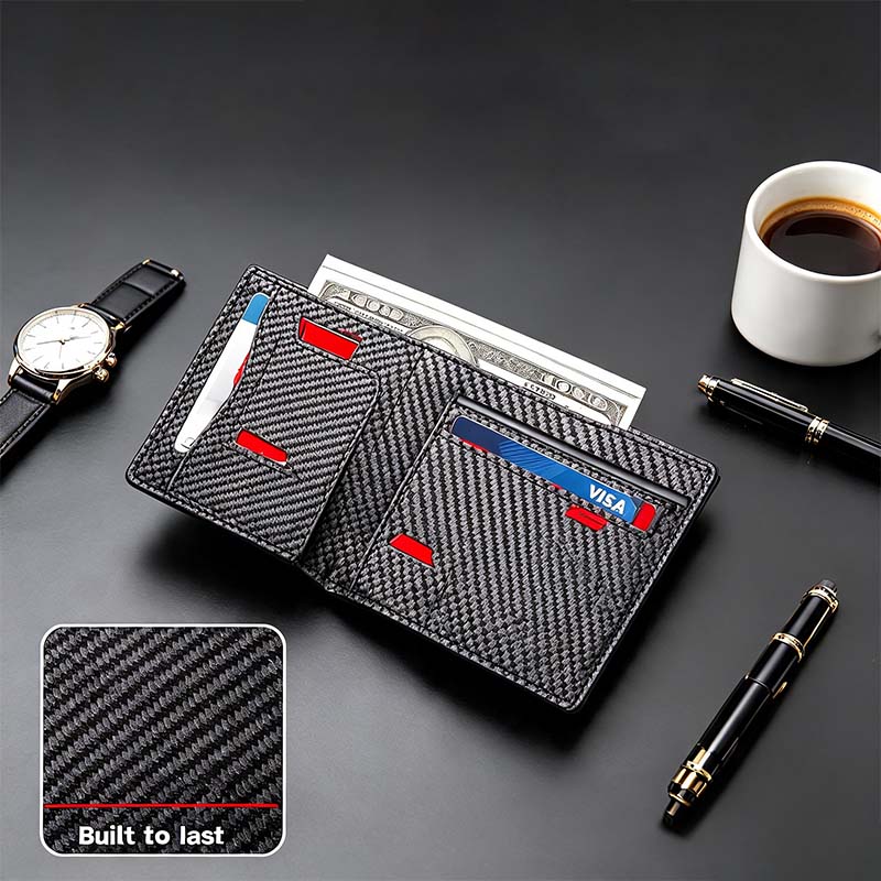 💳 RFID Pop-Up Bifold Wallet – Slim Card Holder with Money Clip