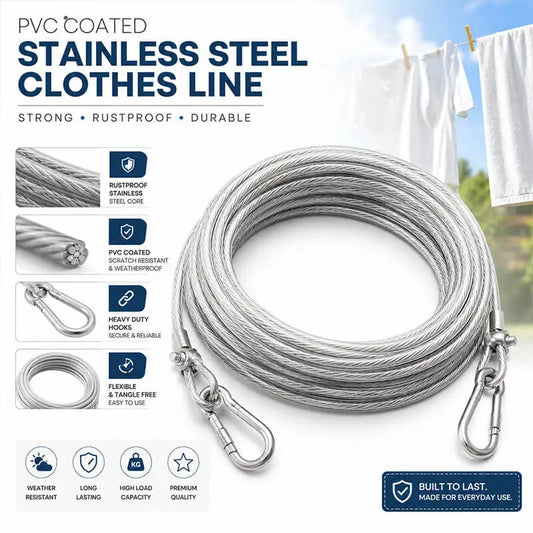 korakio® 💪 PVC-Coated Stainless Steel Clothesline – Heavy-Duty & Rust-Resistant