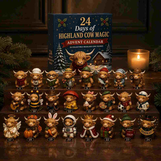 KORAKIO® 🎄 24-Day Highland Cow Christmas Advent Calendar 🐮 | 50% OFF 🎁
