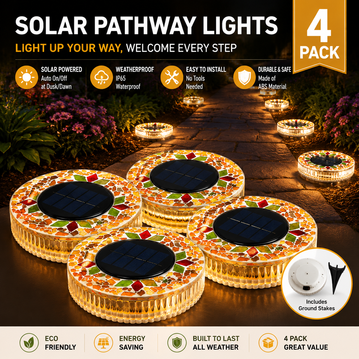 korakio®Solar Outdoor Mosaic Disk Lights🔹🔸
