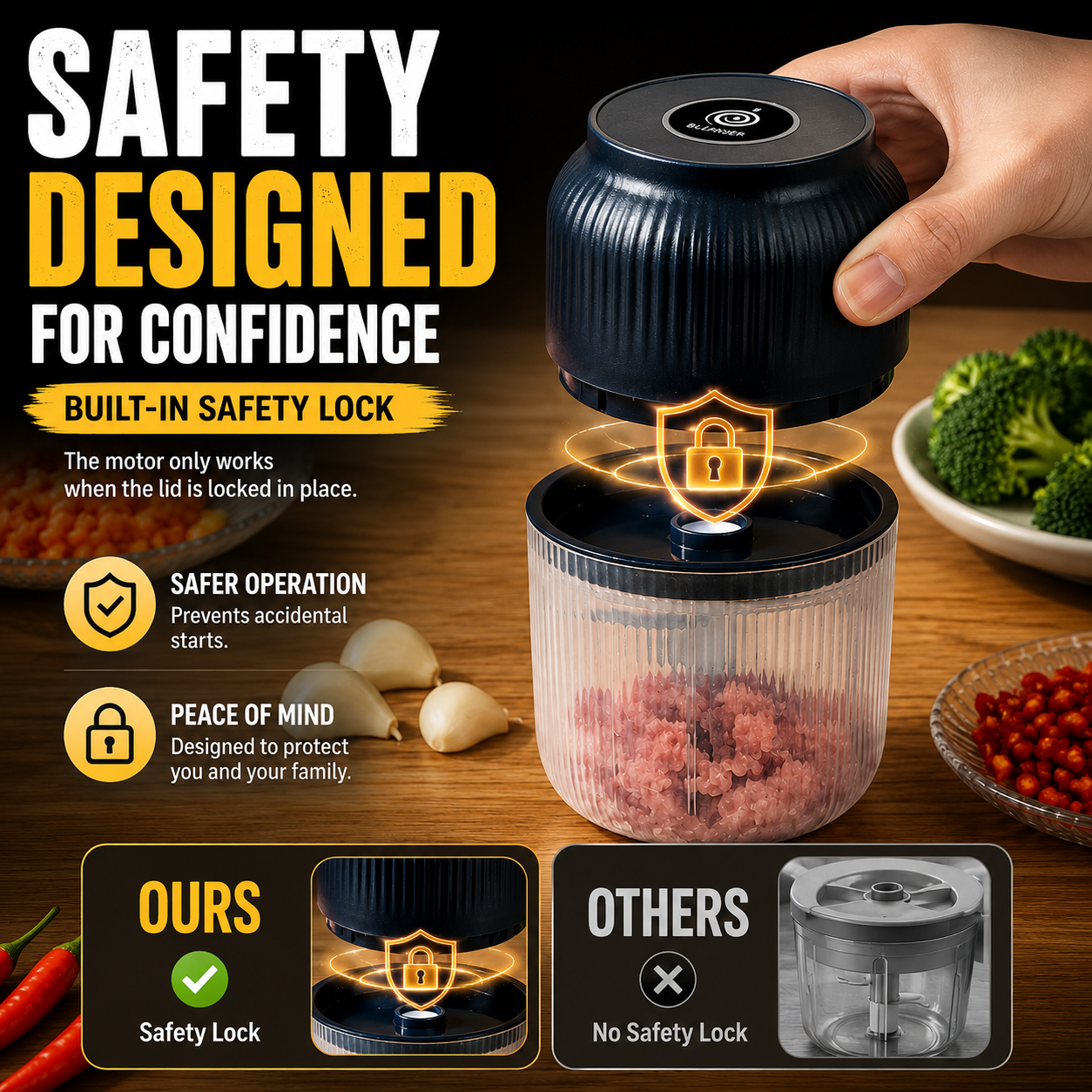 korakio®Powerful Electric Food Chopper – One-Touch Mini Kitchen Blender