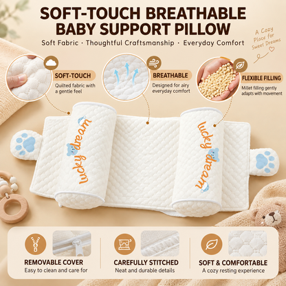 KORAKIO® 👶 Millet-Filled Contoured Baby Support Pillow