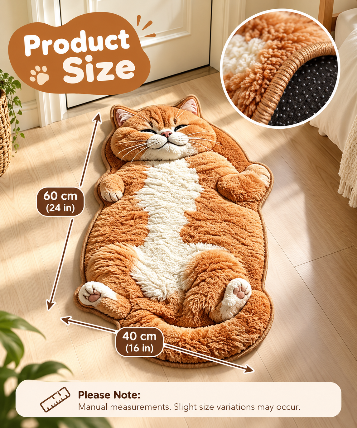 KORAKIO® 🐱 Sleepy Cat Floor Mat – Adorable Cat-Shaped Rug