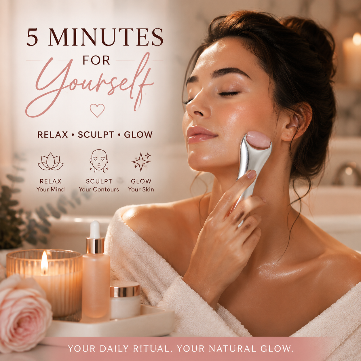 Korakio® 💖Gua Sha & Roller Ball – Sculpt, Lift & Glow Naturally