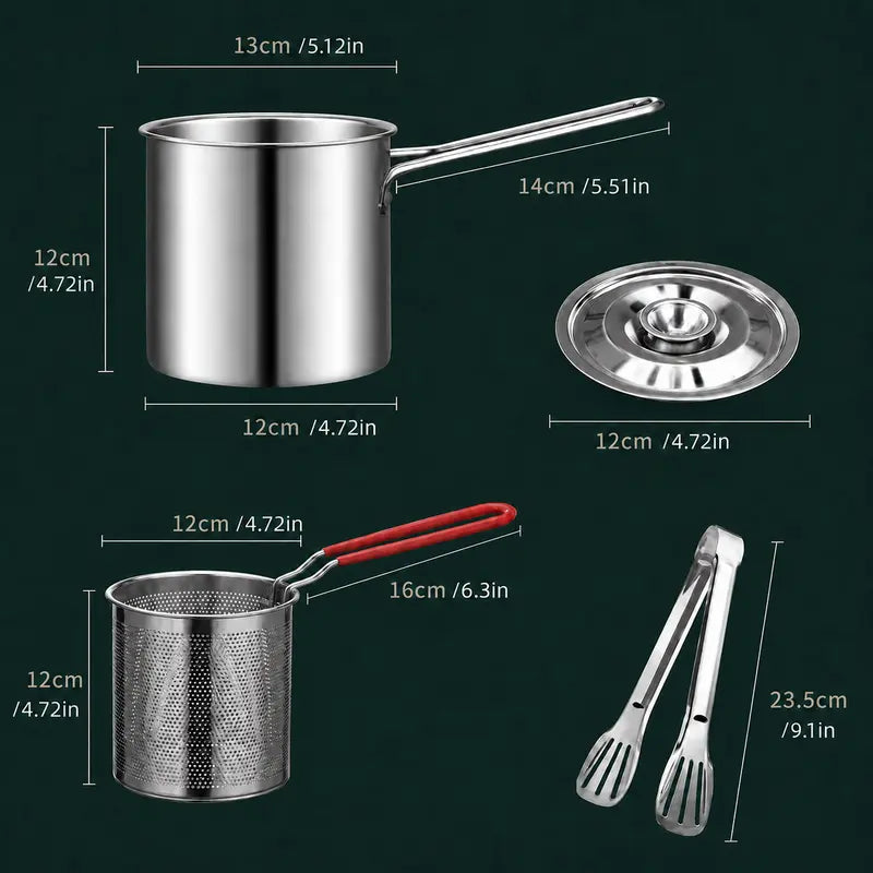 KORAKIO® 🍟 Stainless Steel Deep Fryer Set – Crispy Favorites, Less Oil
