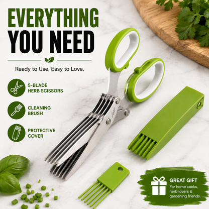 KORAKIO®✂️ 5-Blade Herb Scissors – Chop Fresh Herbs Faster Without A Knife