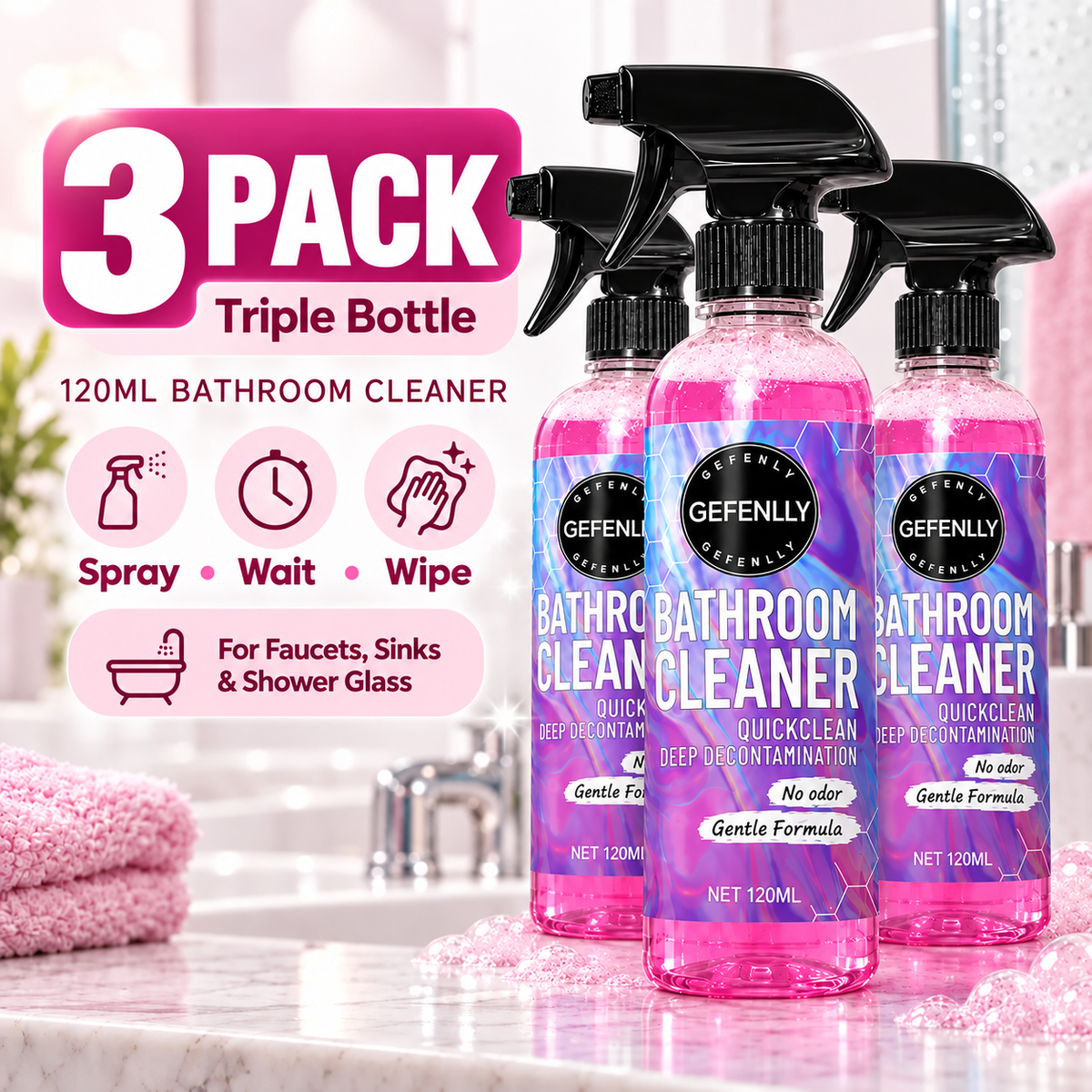 🆙 Pink Foam Bathroom Cleaner Spray