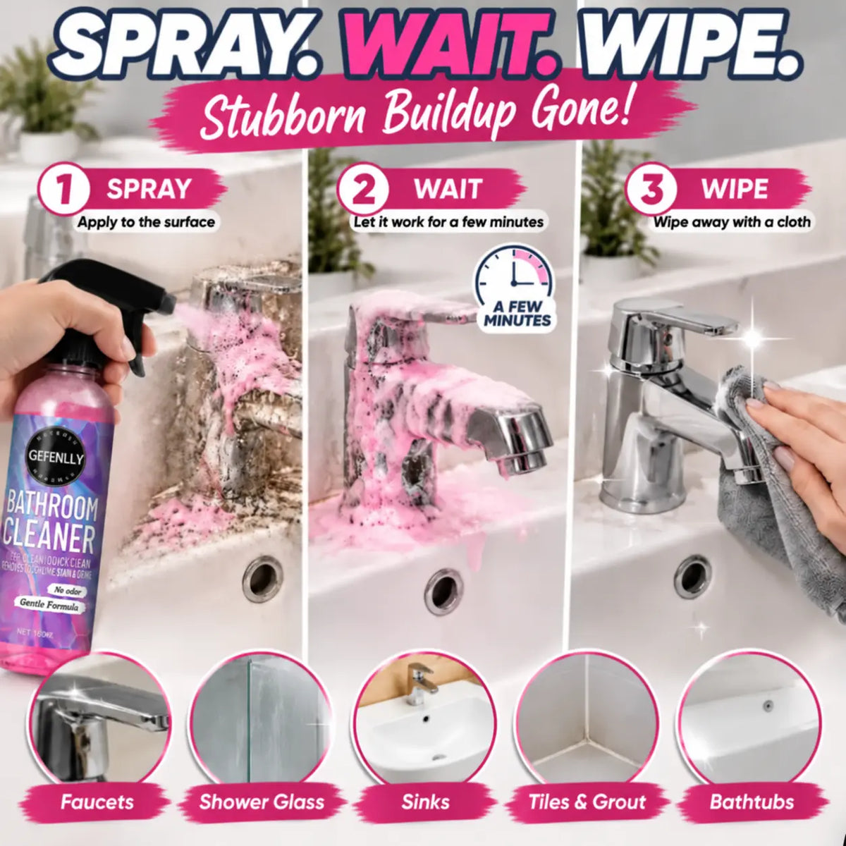 🆙 Pink Foam Bathroom Cleaner Spray