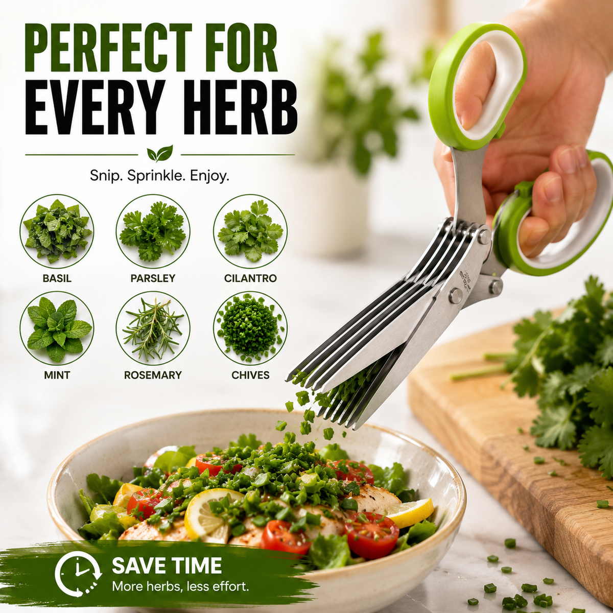 KORAKIO®✂️ 5-Blade Herb Scissors – Chop Fresh Herbs Faster Without A Knife