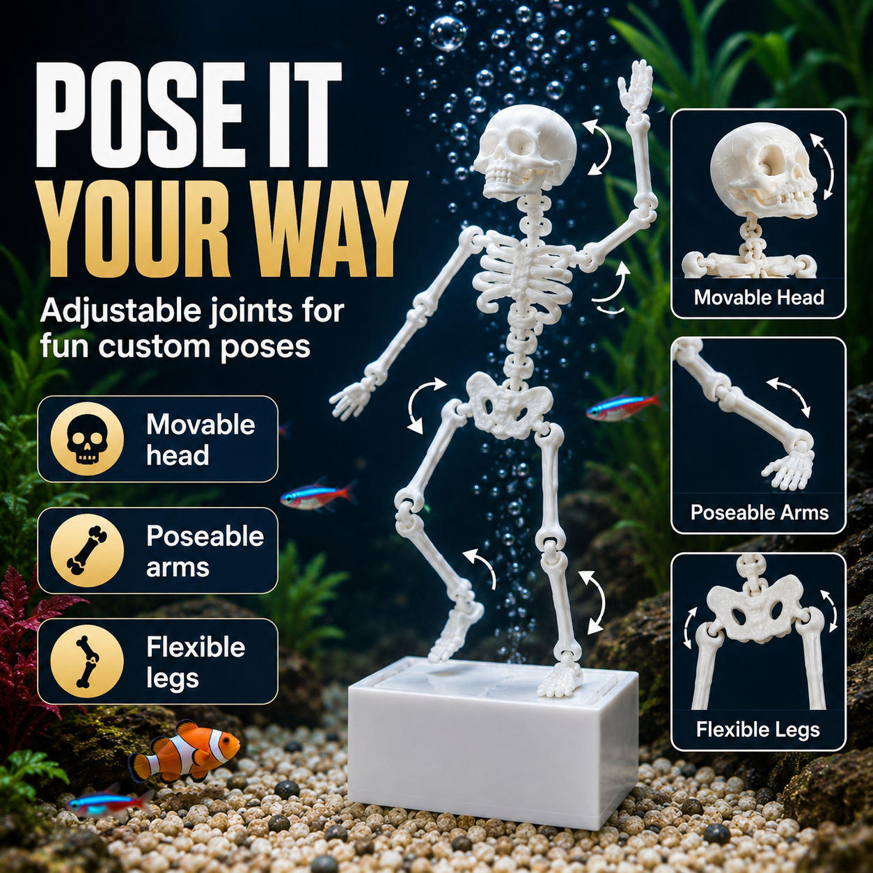 korakio®☠️Moving Skeleton Fish Tank Decoration