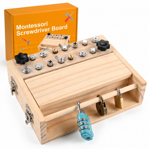 KORAKIO® 🪛 Montessori Screwdriver Board – Hands-On Learning Toy for Kids