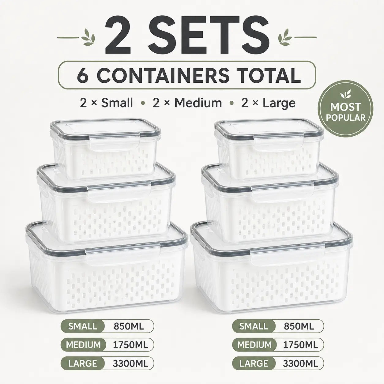 2 Sets · 6 Containers