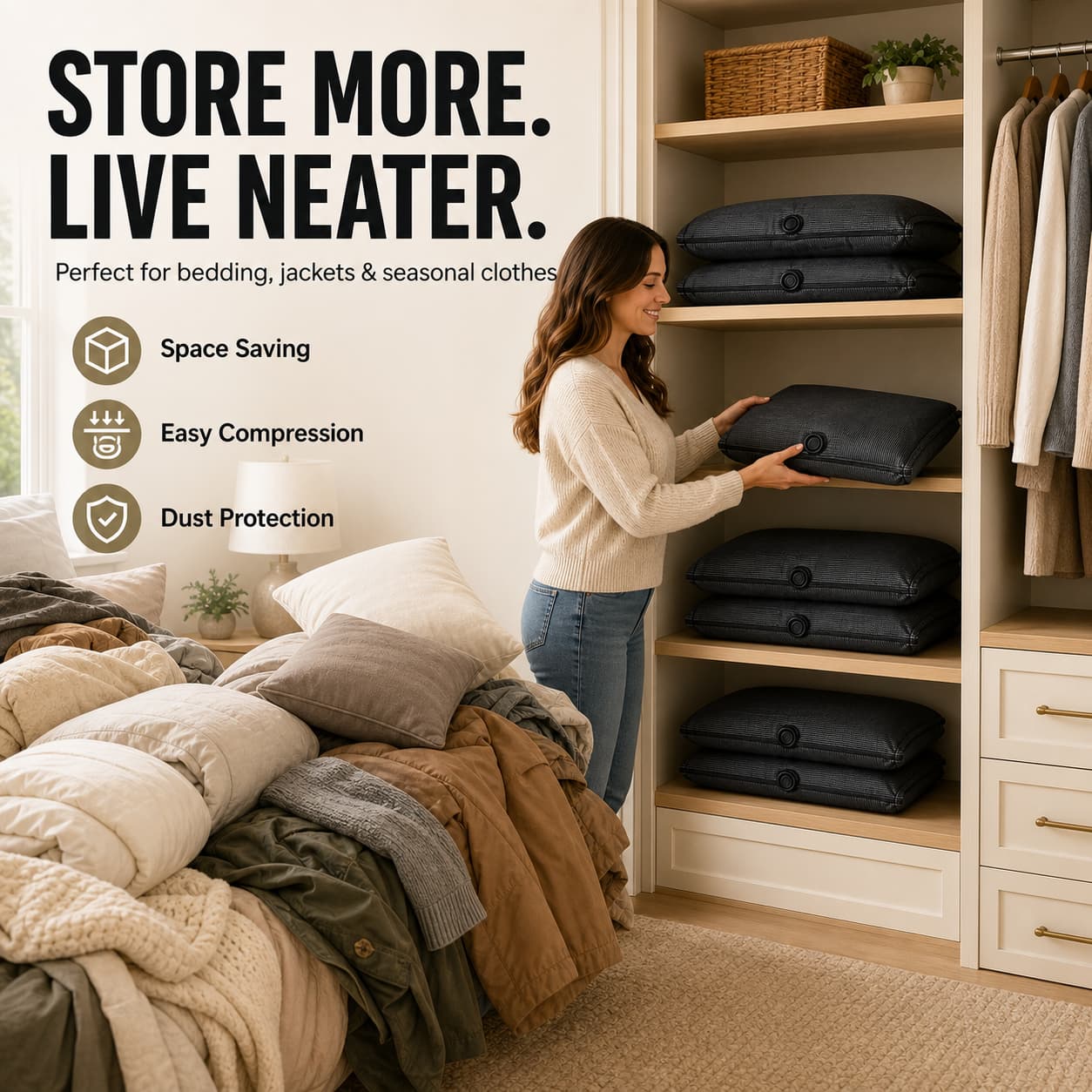 KORAKIO®🏠👕 SpaceSaver Vacuum Compression Storage Bags