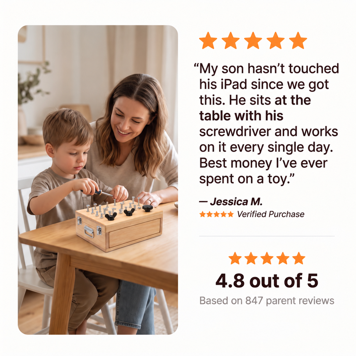 KORAKIO® 🪛 Montessori Screwdriver Board – Hands-On Learning Toy for Kids