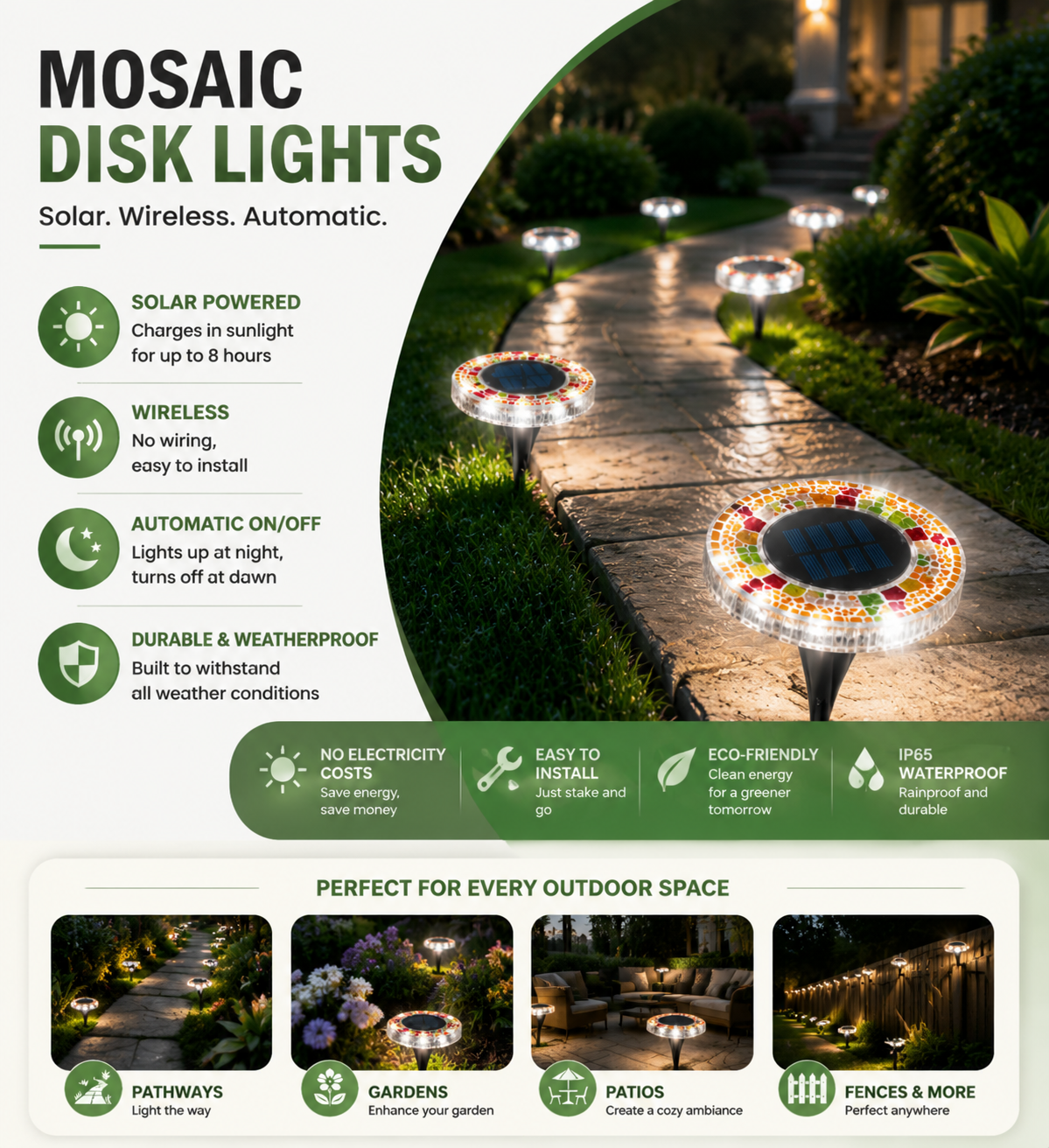 korakio®Solar Outdoor Mosaic Disk Lights🔹🔸