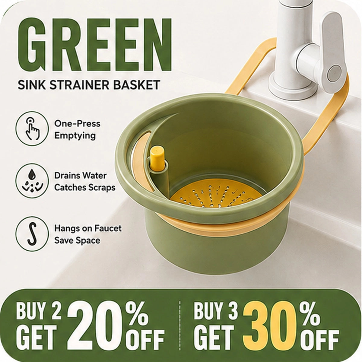 KORAKIO® 🚰🧺 Press-to-Empty Hanging Sink Strainer Basket